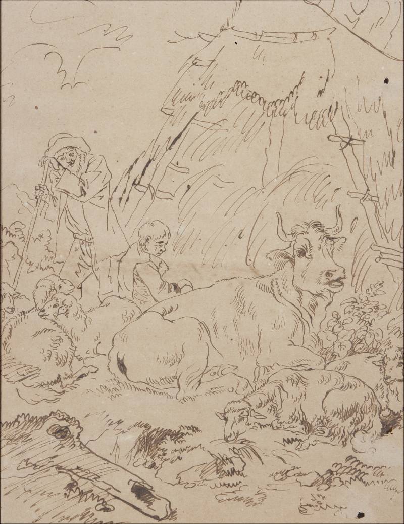 Francesco Londonio (Milano, 1723&ndash;1783), Figure in paesaggio agreste con armenti
