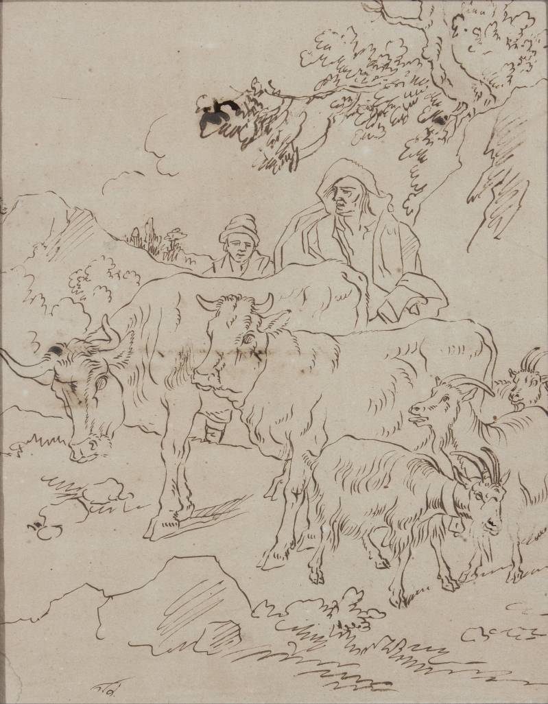 Francesco Londonio (Milano, 1723&ndash;1783), Figure in paesaggio agreste con armenti