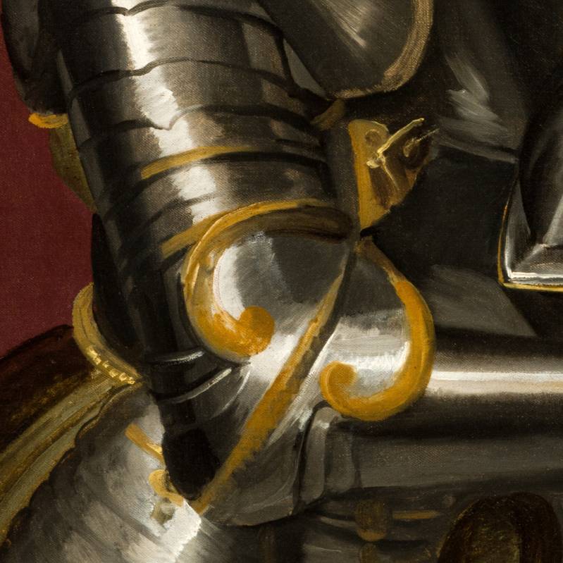 Bartolomeo Passerotti (Bologna, 1529 &ndash; 1592), Ritratto di condottiero di casa Legnani in armi con paggio