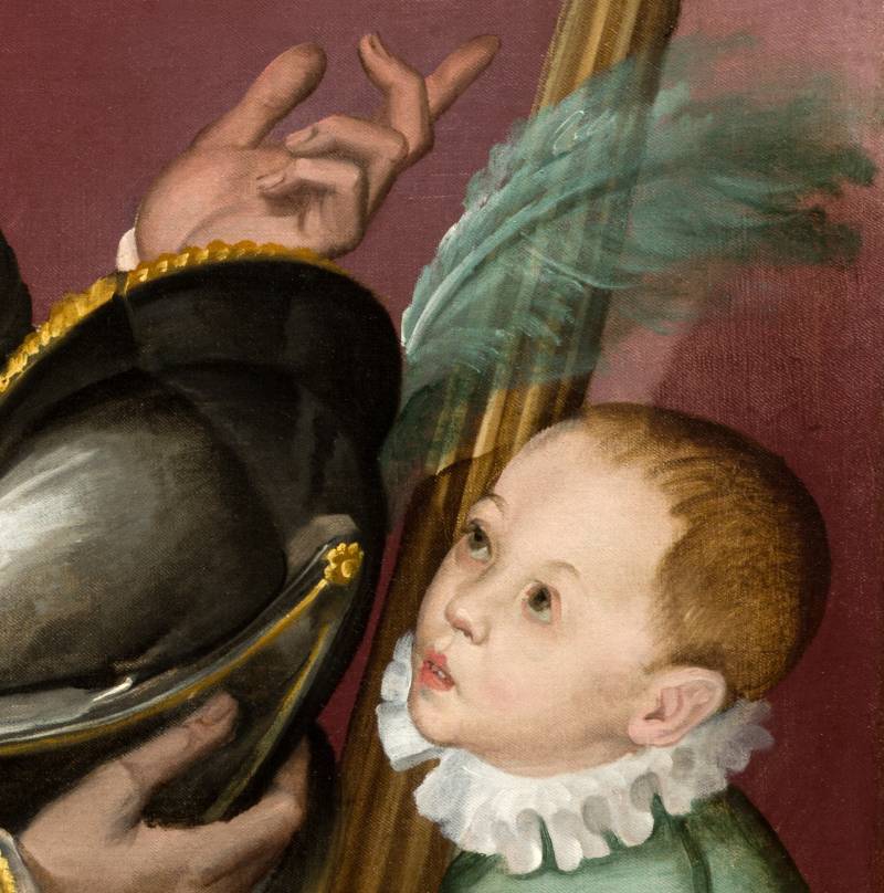 Bartolomeo Passerotti (Bologna, 1529 &ndash; 1592), Ritratto di condottiero di casa Legnani in armi con paggio