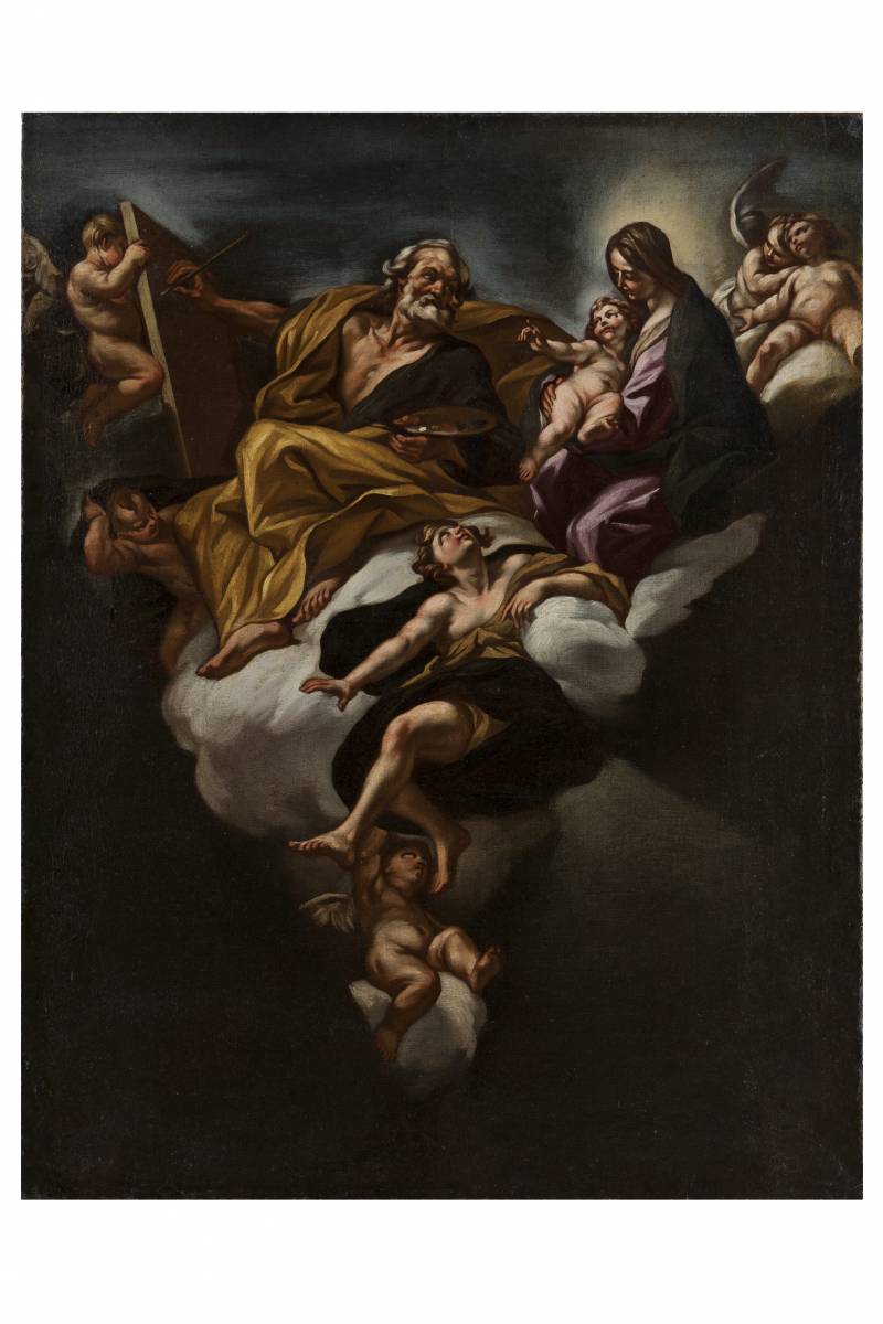 Giovan Battista Beinaschi  (Fossano?, 1634/1636 &ndash; Napoli, 1688), San Luca dipinge la Vergine col Bambino