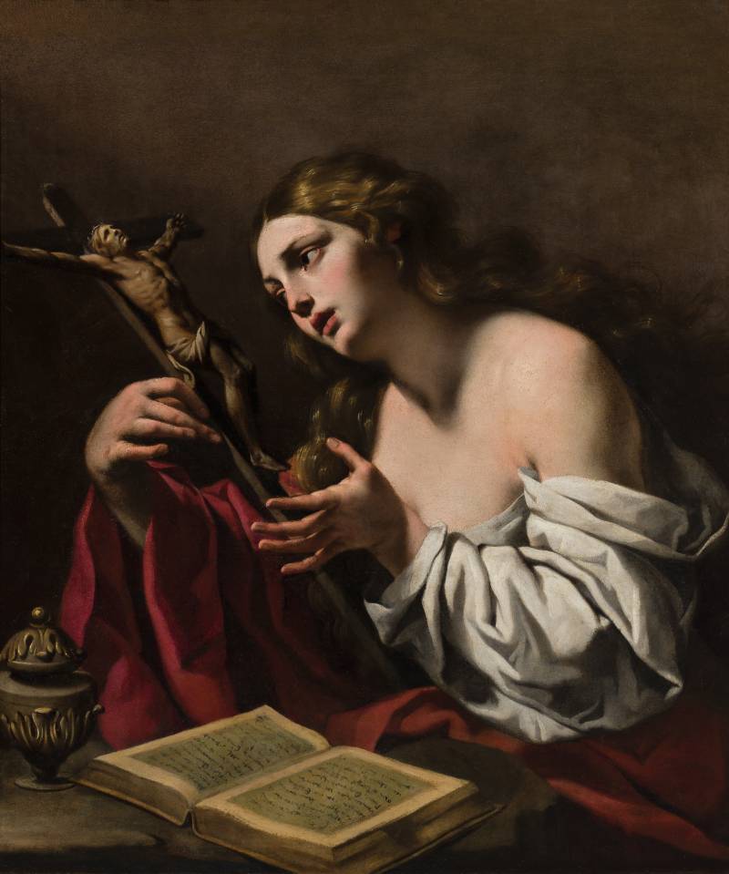 Luca Ferrari, detto Luca da Reggio (Reggio Emilia, 1605 &ndash; Padova, 1654), La Maddalena in adorazione del Crocifisso