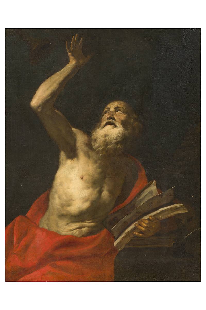 Orazio De Ferrari (Voltri, 1606 &ndash; Genova, 1657),  San Girolamo, olio su tela cm 110 x 85